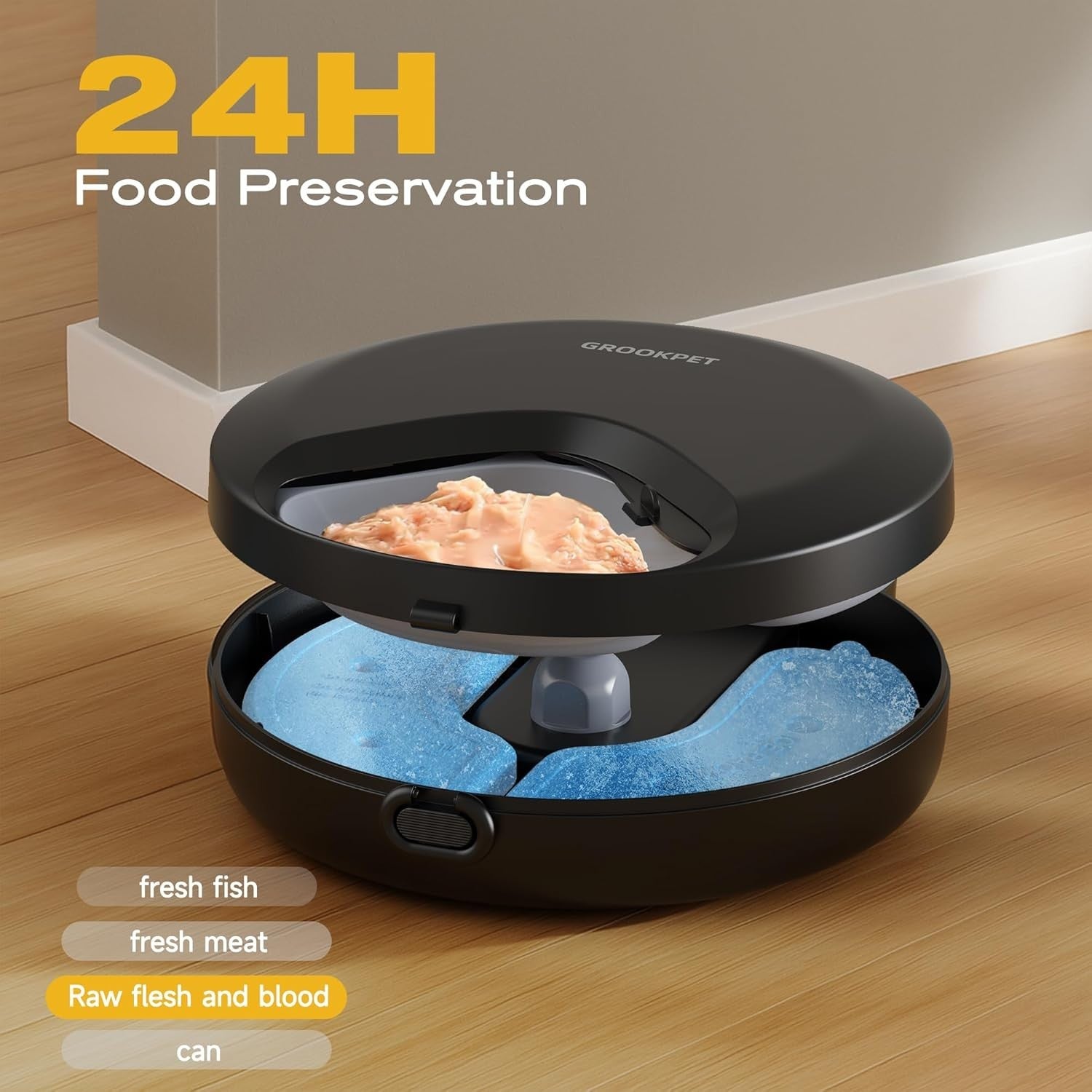 Automatic Wet Food Pet Feeder Timer Ice Pack Cordless 4 Meal Feeder