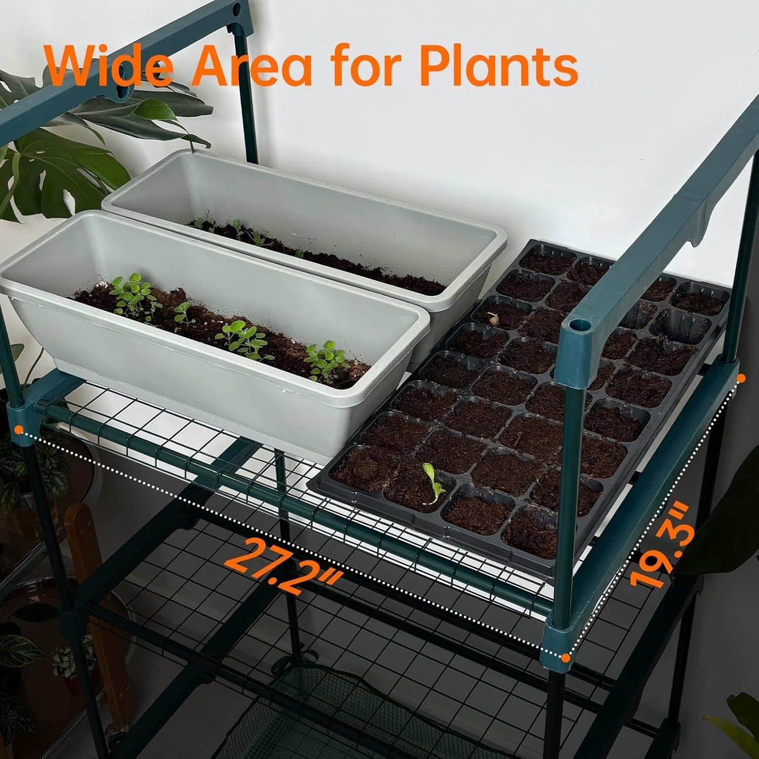 4 Tier Indoor Greenhouse with LED Grow Lights | Waterproof Base & Timer