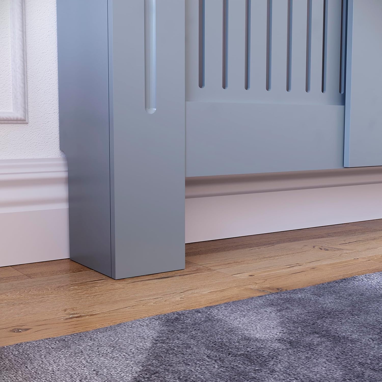 Adjustable Grey Radiator Cover | Modern MDF Slatted Heating Cabinet