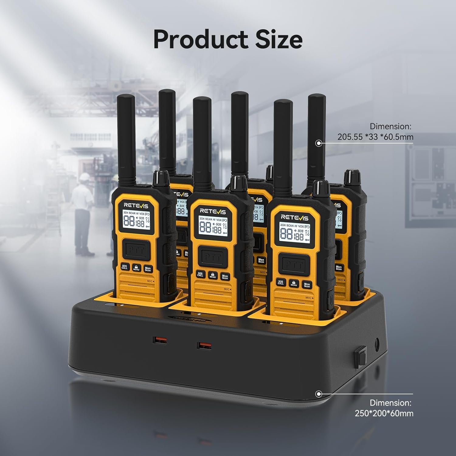 IP67 Waterproof Walkie Talkies 6 Pack Long Range Industrial Two Way Radio