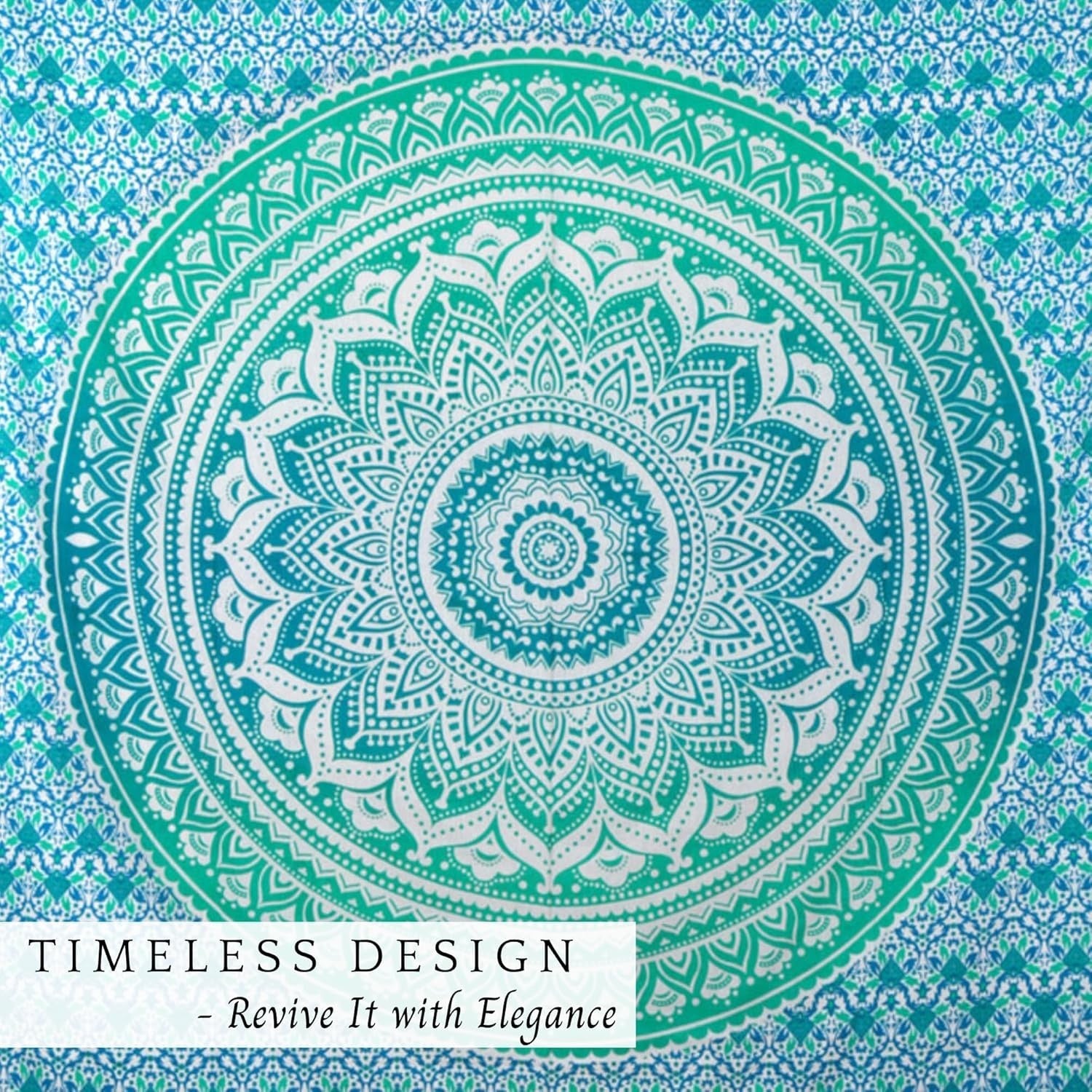 Sea Green Mandala Cotton Tapestry 137x213cm Boho Wall Decor