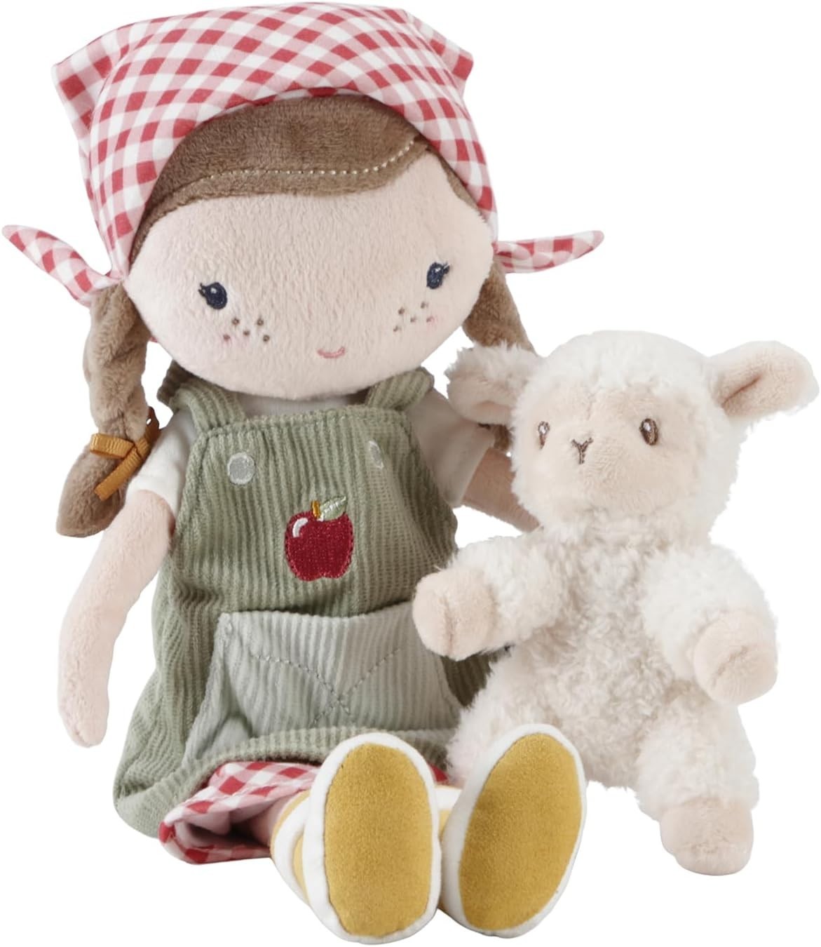 35cm Rag Doll Peasant Woman Plush with Sheep Soft Toy