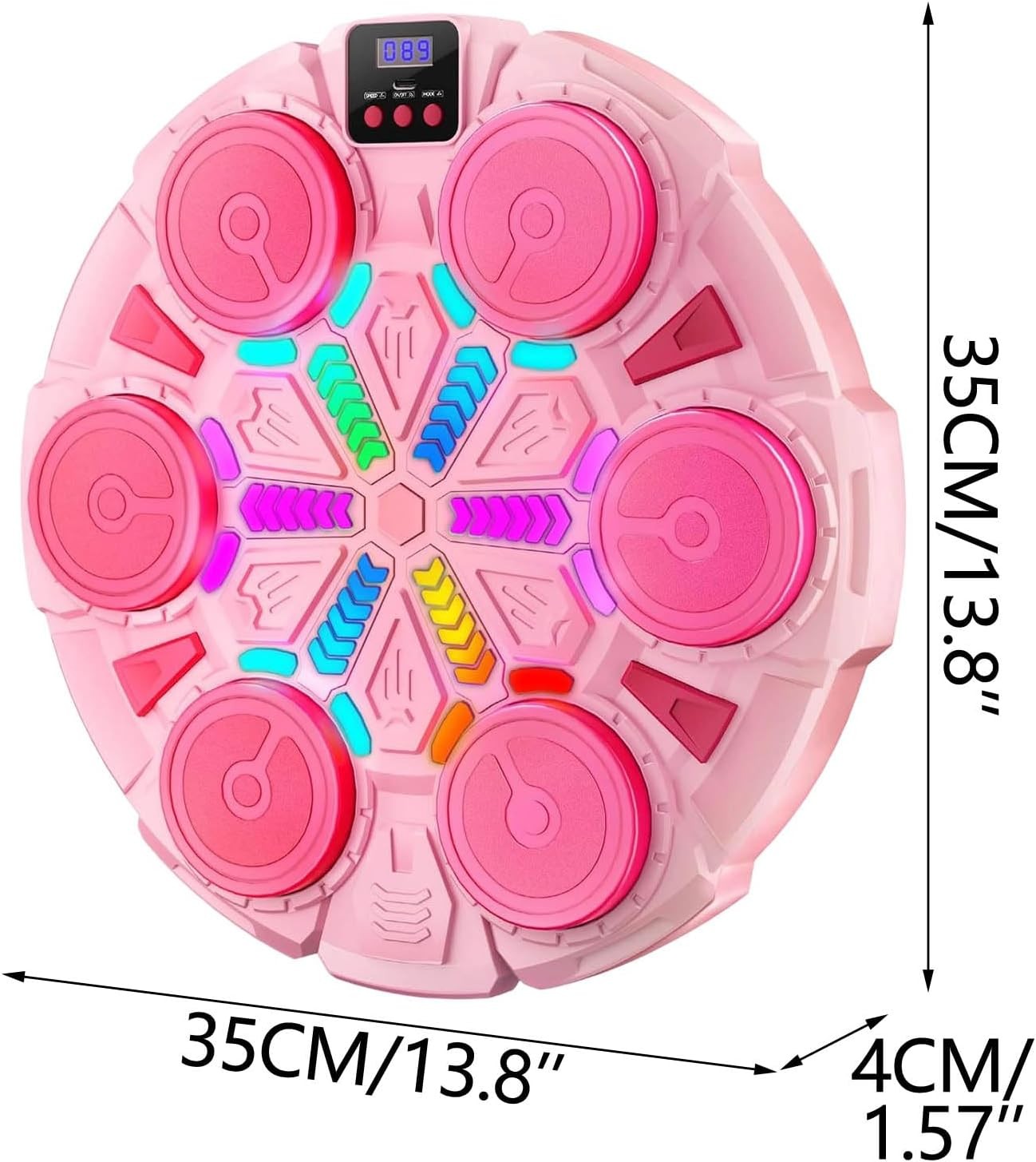 Music Boxing Machine Pink RGB LED Wall Punch Trainer 15 Modes Gloves