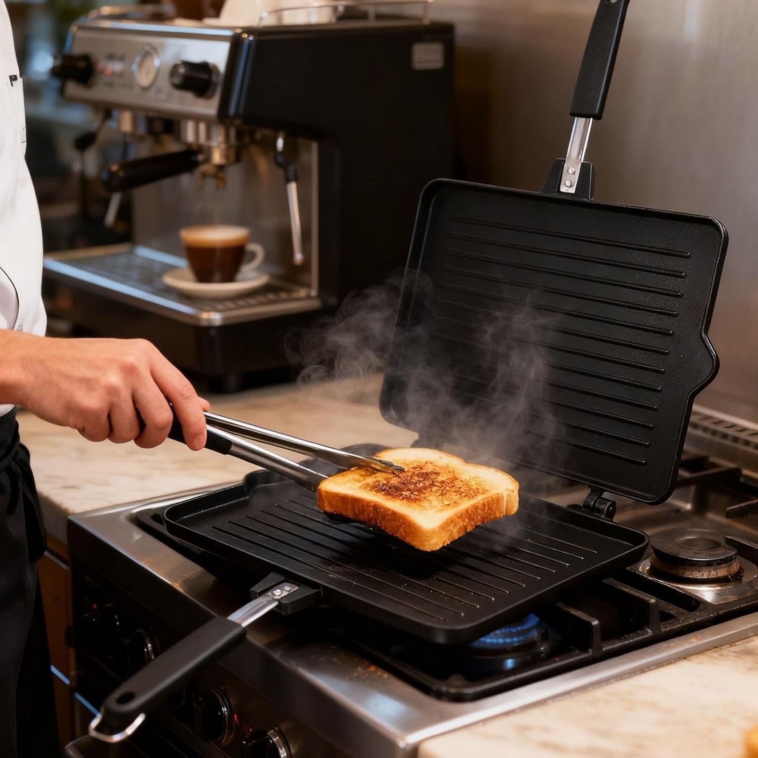 Double-Sided Stovetop Panini & Sandwich Maker Non-Stick Grill