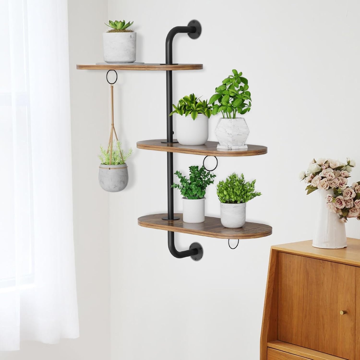 3 Tier Rotating Window Plant Shelf Indoor Outdoor Hanging Flower Pot Rack