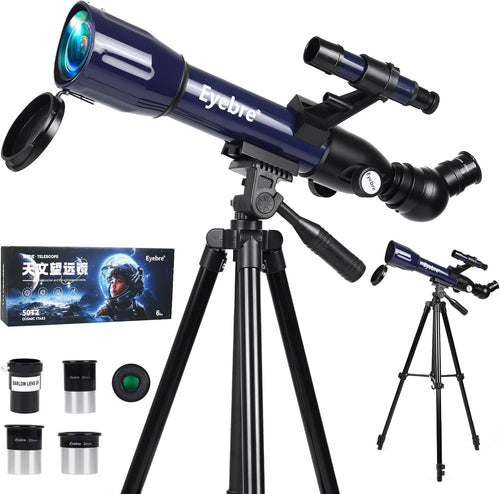 Kids Telescope 50mm 200X High Power Portable Refractor Tripod Blue