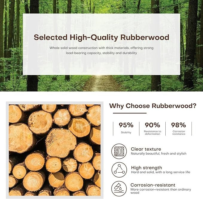 Adjustable Height Wooden Coat Rack 188cm Freestanding Tree Stand with 9 Hooks