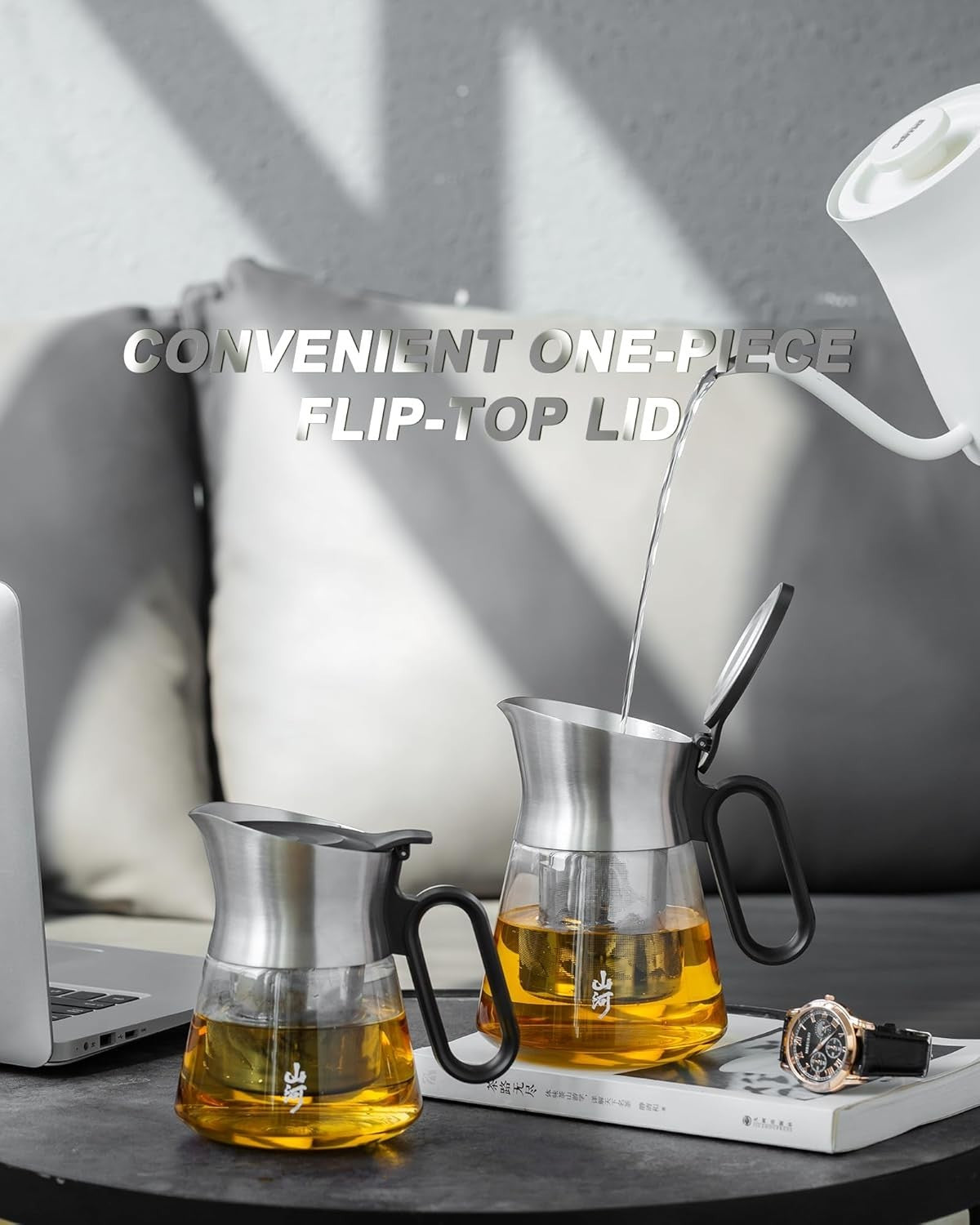 680ml Glass Teapot with Infuser Loose Leaf Tea Pot Stainless Steel Spout