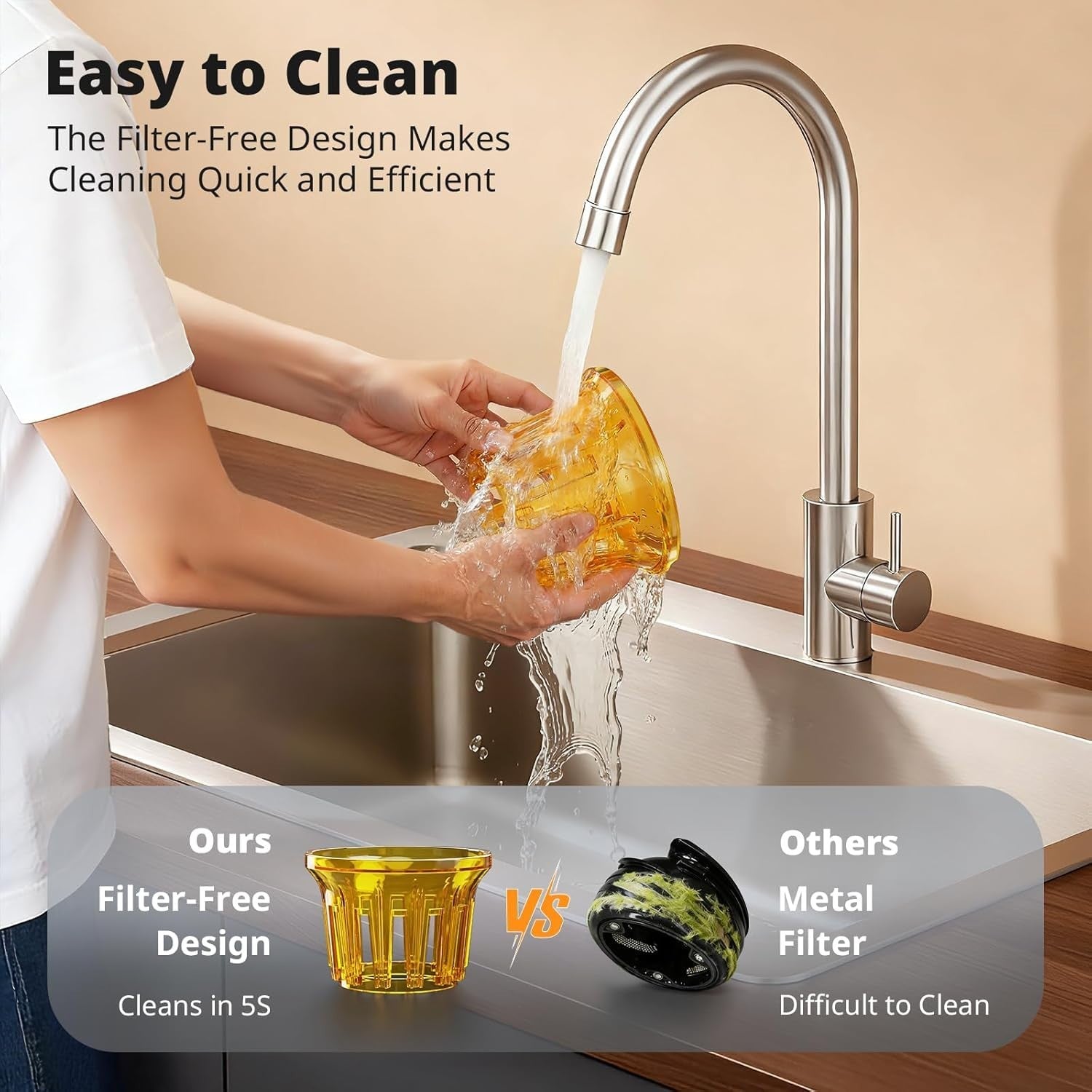 Cold Press Juicer 147mm Wide Chute Whole Fruit Auto Feed 2.1L