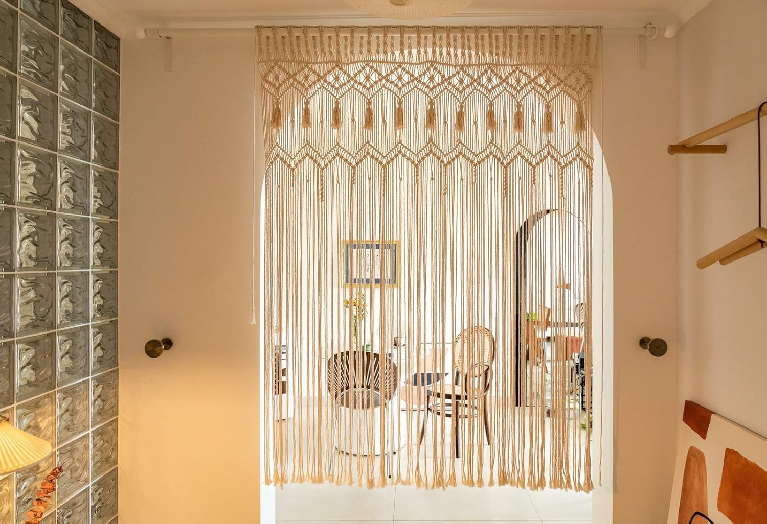 Macrame Curtain Set of 2 51x70" Boho Window Wall Decor