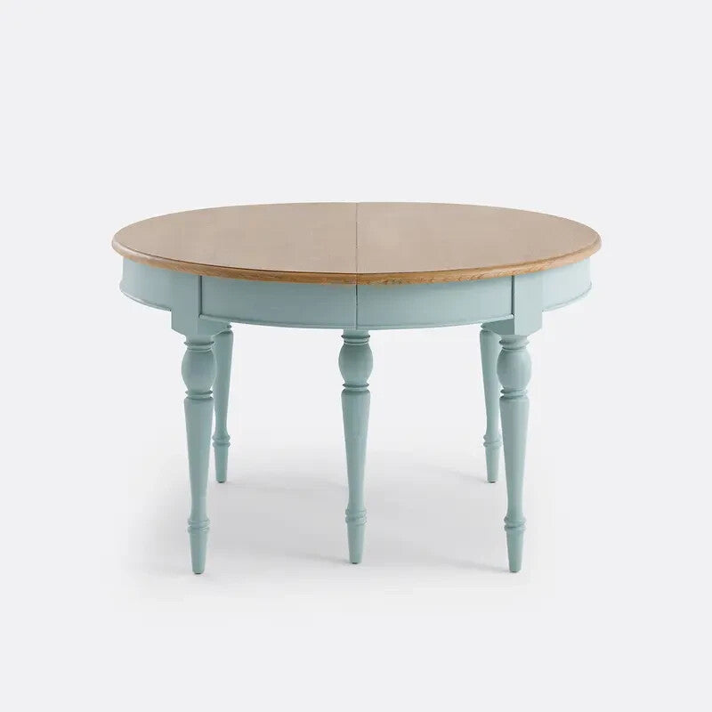 Extendable Dining Table Seats 4–12 Oak & Blue French Style 125–260x120cm