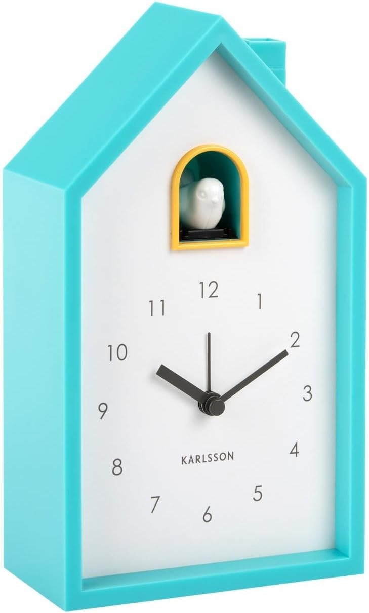 Modern Cuckoo Alarm Clock Turquoise Blue Silent Bedside Decor Clock