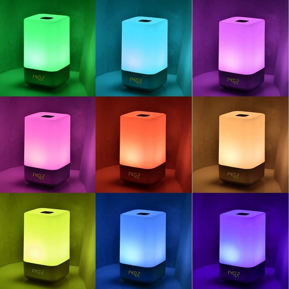White Sunrise Wake Up Light Alarm Clock Touch USB Rechargeable Night Lamp