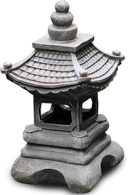 Solar Garden Pagoda Lantern – Japanese Stone LED Statue (34×17 cm)