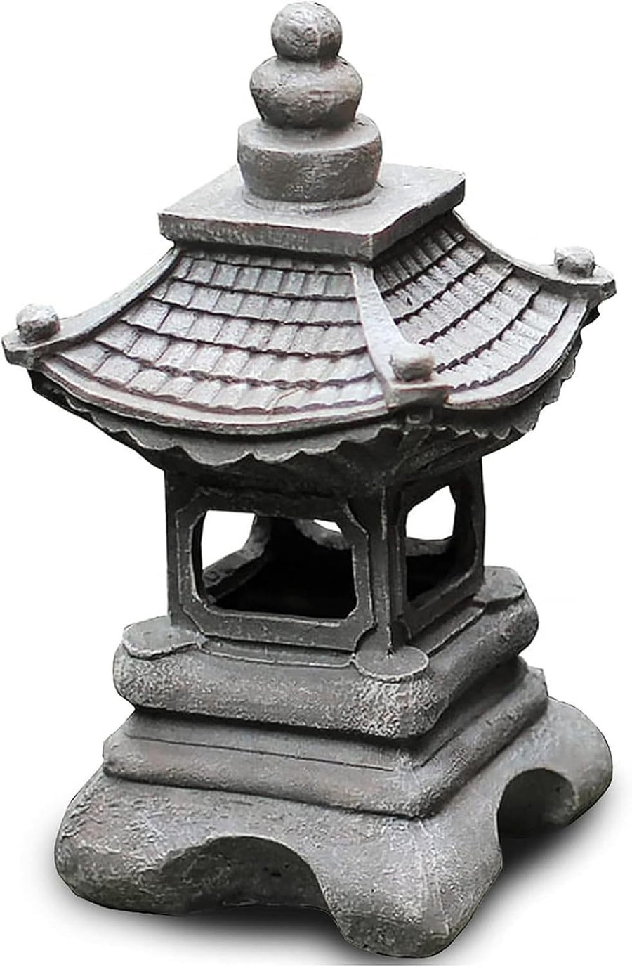 Solar Garden Pagoda Lantern – Japanese Stone LED Statue (34×17 cm)