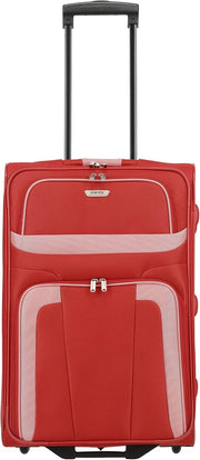 Medium Soft Shell Travel Suitcase 2 Wheel Trolley 63cm 58L Red