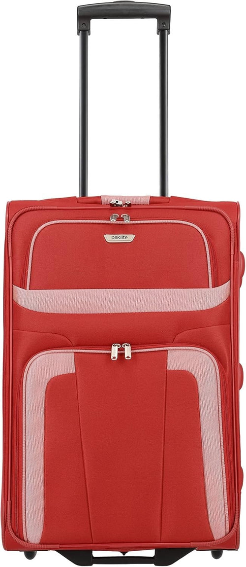 Medium Soft Shell Travel Suitcase 2 Wheel Trolley 63cm 58L Red