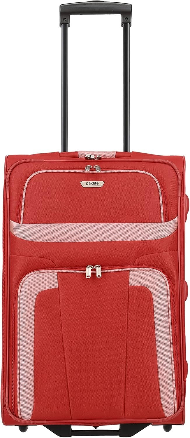 Medium Soft Shell Travel Suitcase 2 Wheel Trolley 63cm 58L Red
