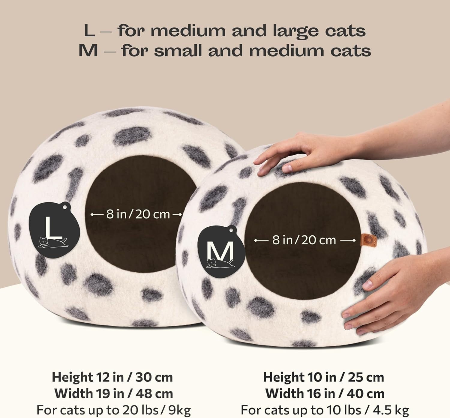 Handmade Merino Wool Cat Cave Bed Large Felt Cat House Cozy Hideout