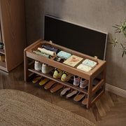 2-Tier Small Shoe Bench with Flip-Top & Linen Cushion for Entryway