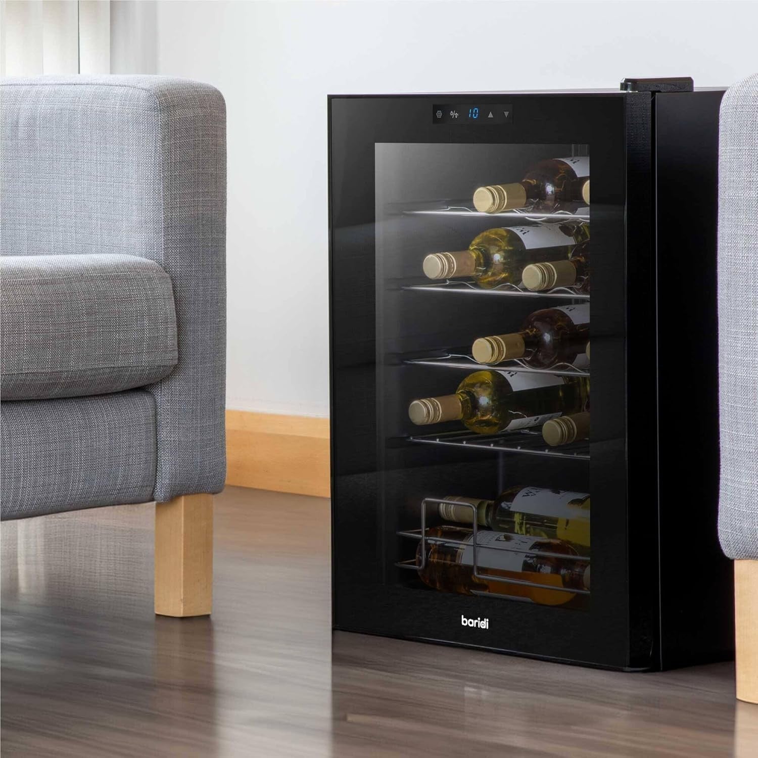 20 Bottle Wine Cooler Fridge Digital Touch Control LED Quiet Freestanding