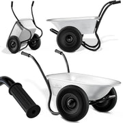 100L 2-Wheel Galvanised Wheelbarrow Silver – Pneumatic Tyres Heavy Duty 150kg