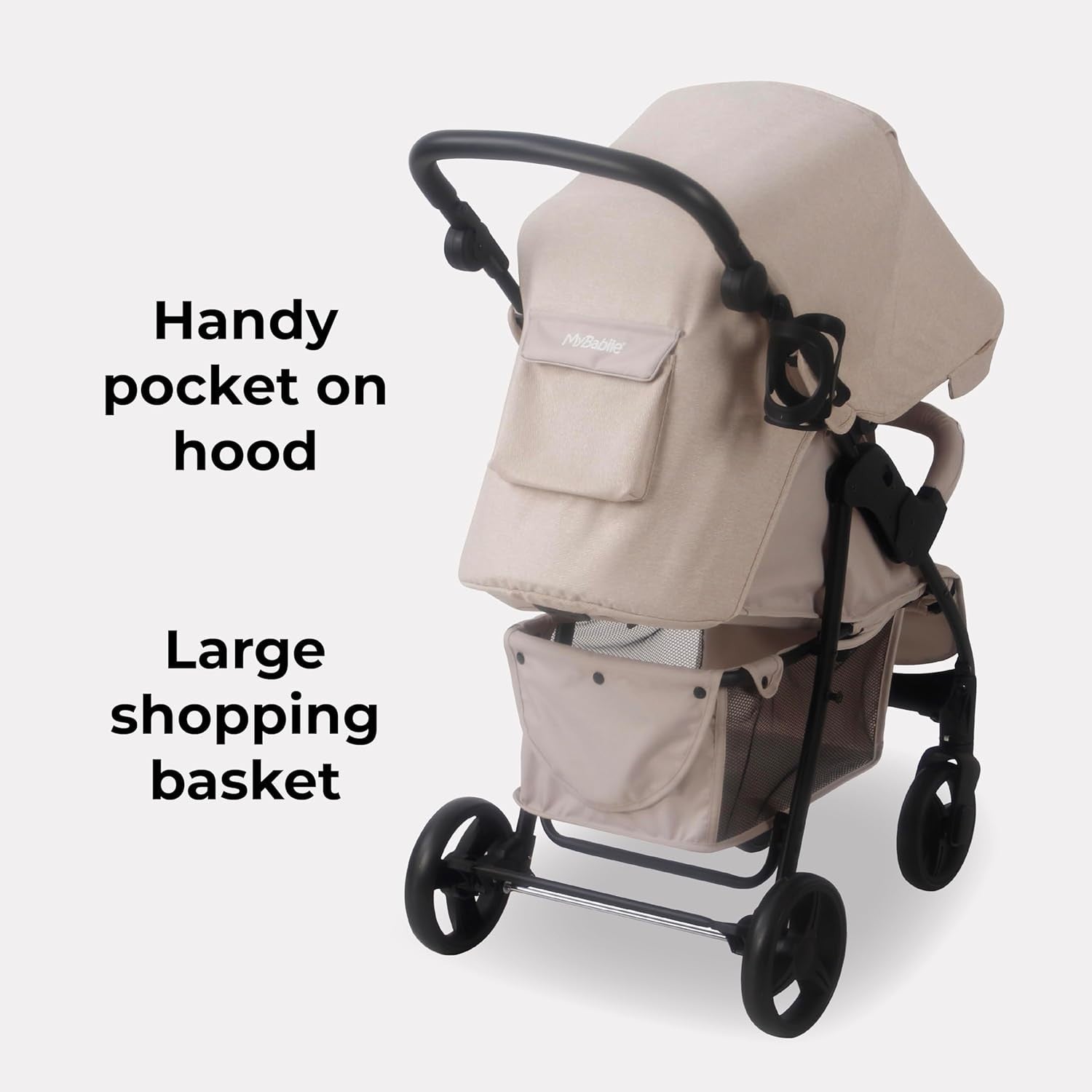 Oatmeal Baby Pushchair Compact Easy Fold Stroller Adjustable Handle Birth to 4Y