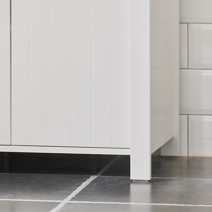 White Under Sink Bathroom Cabinet 60x65.5x34cm Storage Cupboard with Doors