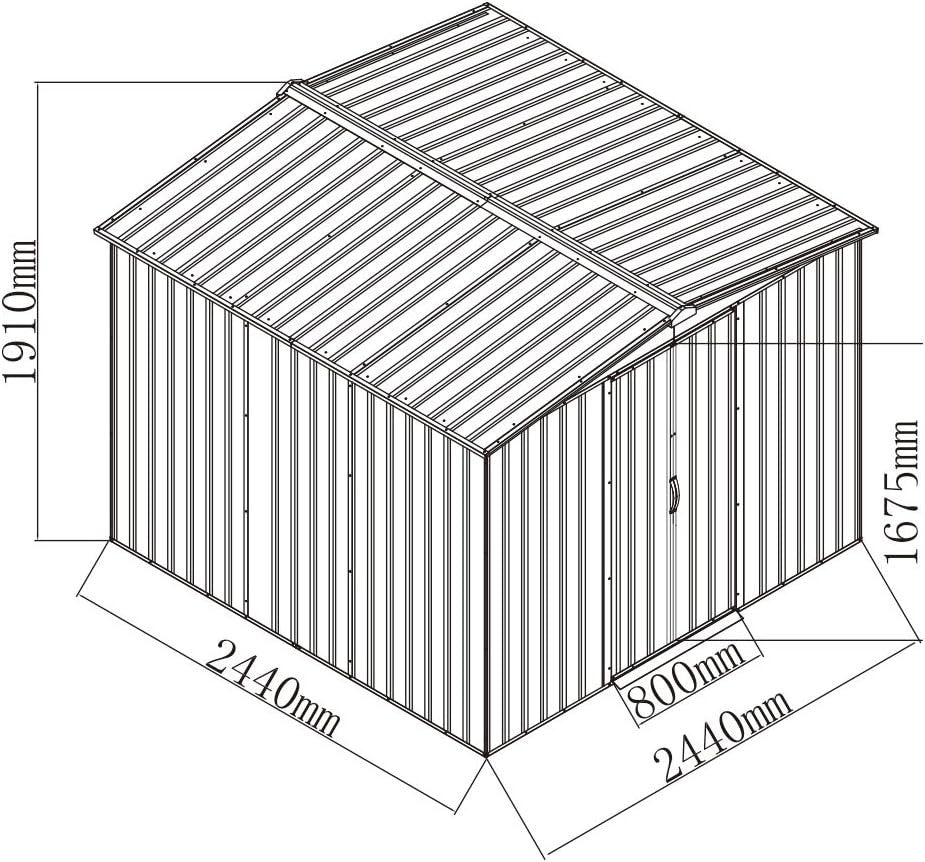 8x8ft Heavy Duty Metal Garden Shed Waterproof Outdoor Storage Lockable House