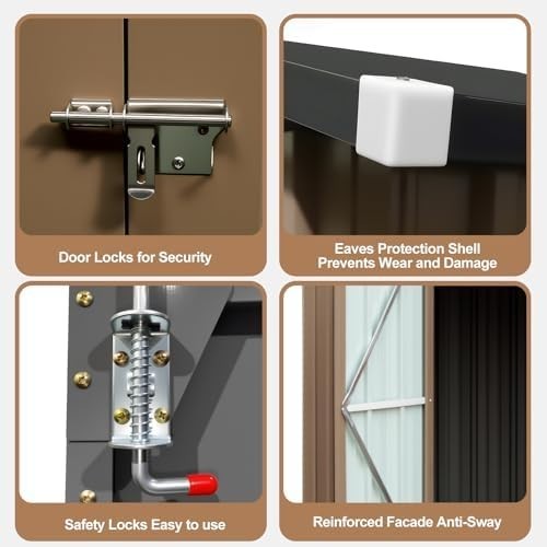 6x8 ft Metal Garden Shed Heavy Duty Lockable Outdoor Storage