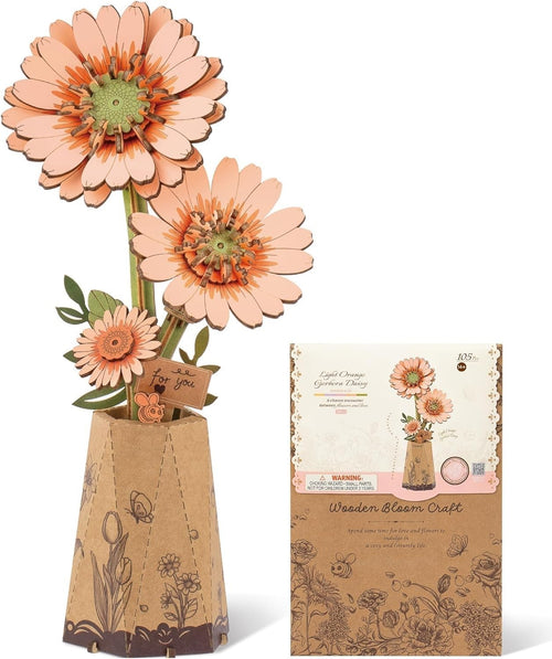 DIY Wooden Flower Puzzle Kit – Buildable Blooming Decor Gift for Adults