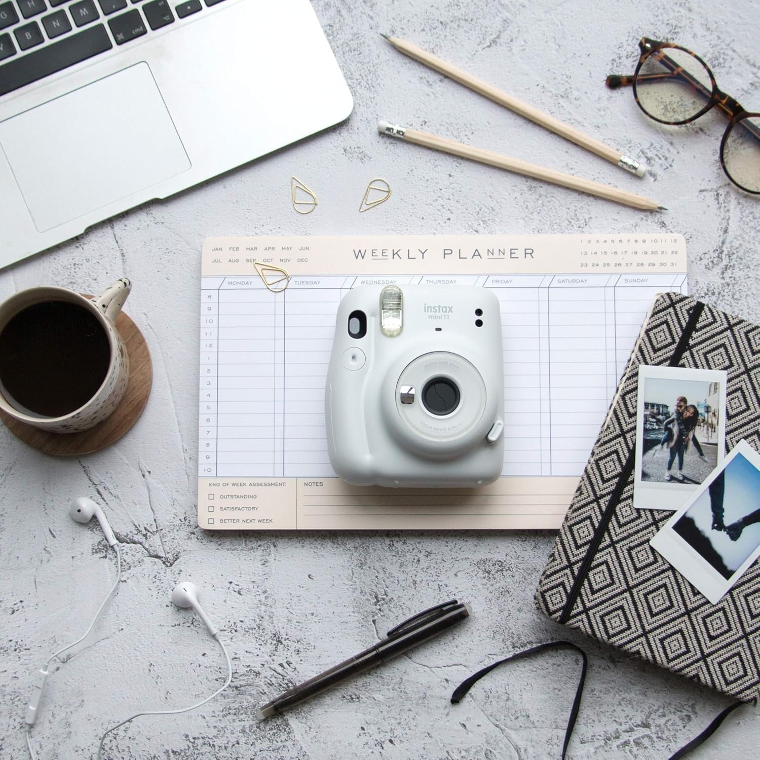 Instant Camera Selfie Mirror Auto Exposure Mini Photo Camera White