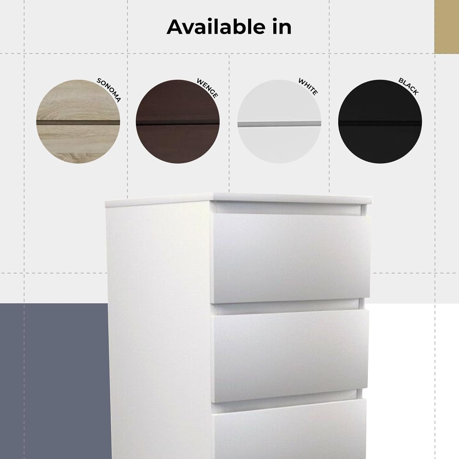White 5 Drawer Tall Chest Storage Cabinet Modern Bedroom Organizer Unit
