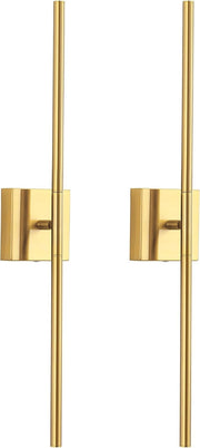 Rechargeable Gold LED Wall Sconces Set of 2, Dimmable, Remote Control, 23.6"
