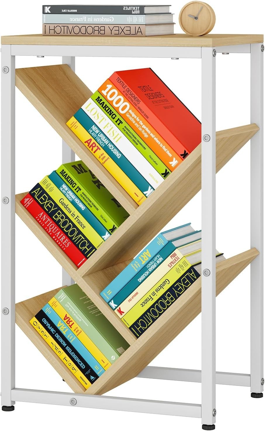 5-Tier Natural Wood Tree Bookshelf Desktop Storage Organizer Shelf