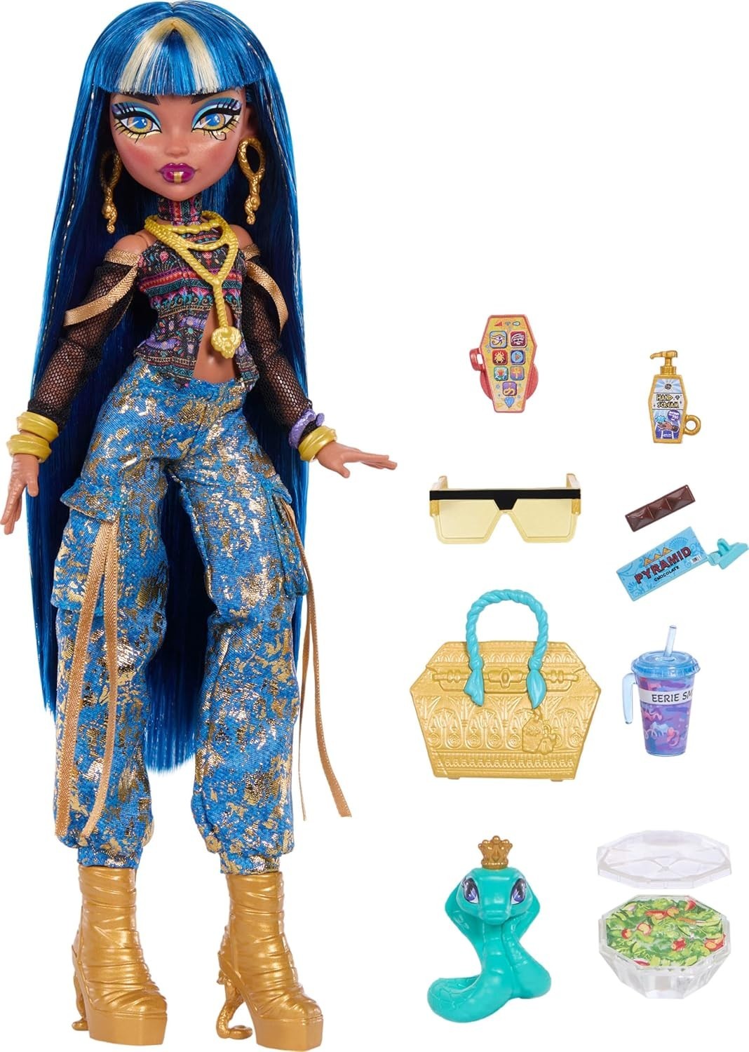 Mummy Fashion Doll Crop Top Cargo Pants Pet Snake Accessories Set