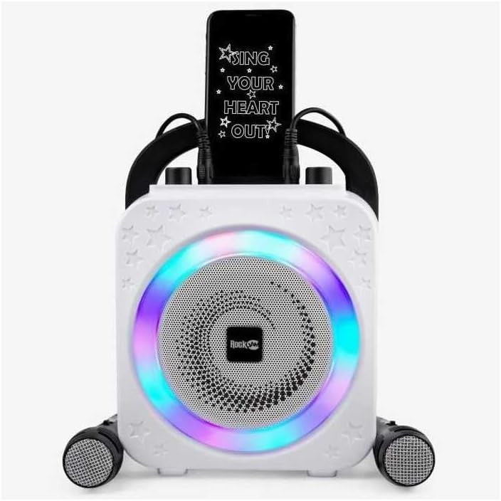 Bluetooth Karaoke Machine 10W with 2 Mics LED Party Speaker