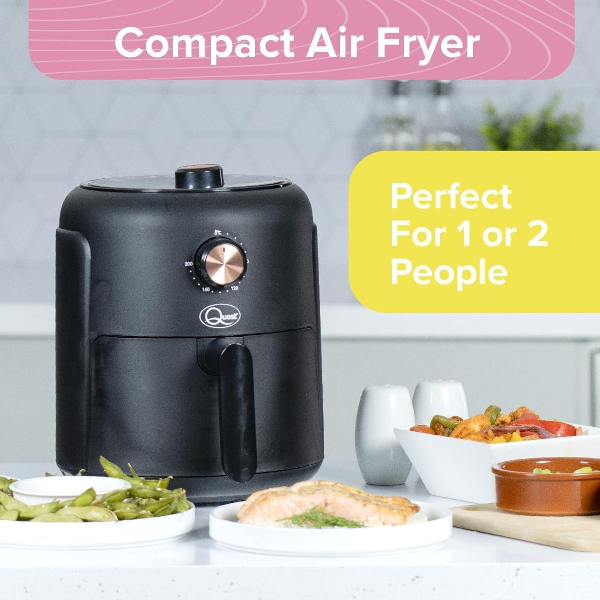 Small Air Fryer 2.3L | Compact 1–2 Person Cooker, Non-Stick, Timer