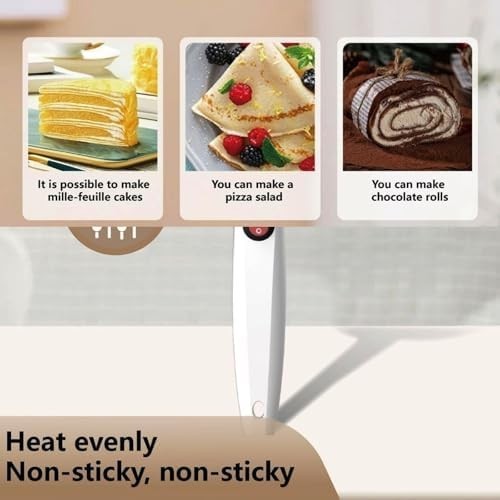 Electric Crepe Maker 8" Non-Stick Handheld Pancake Maker Auto Thermostat Pink