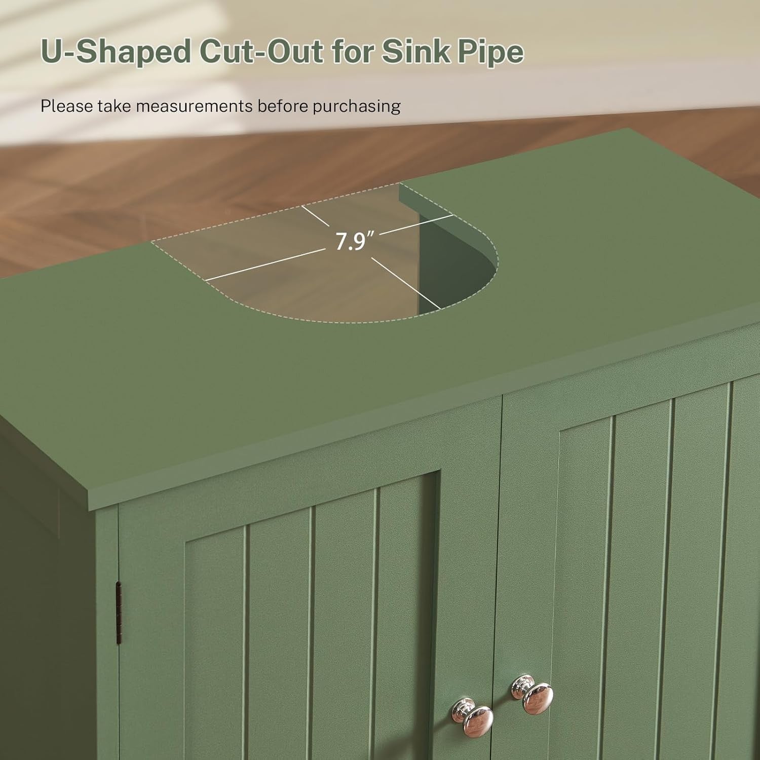 Forest Green Under Sink Cabinet – Bathroom Vanity Storage with 2 Doors & Shelf
