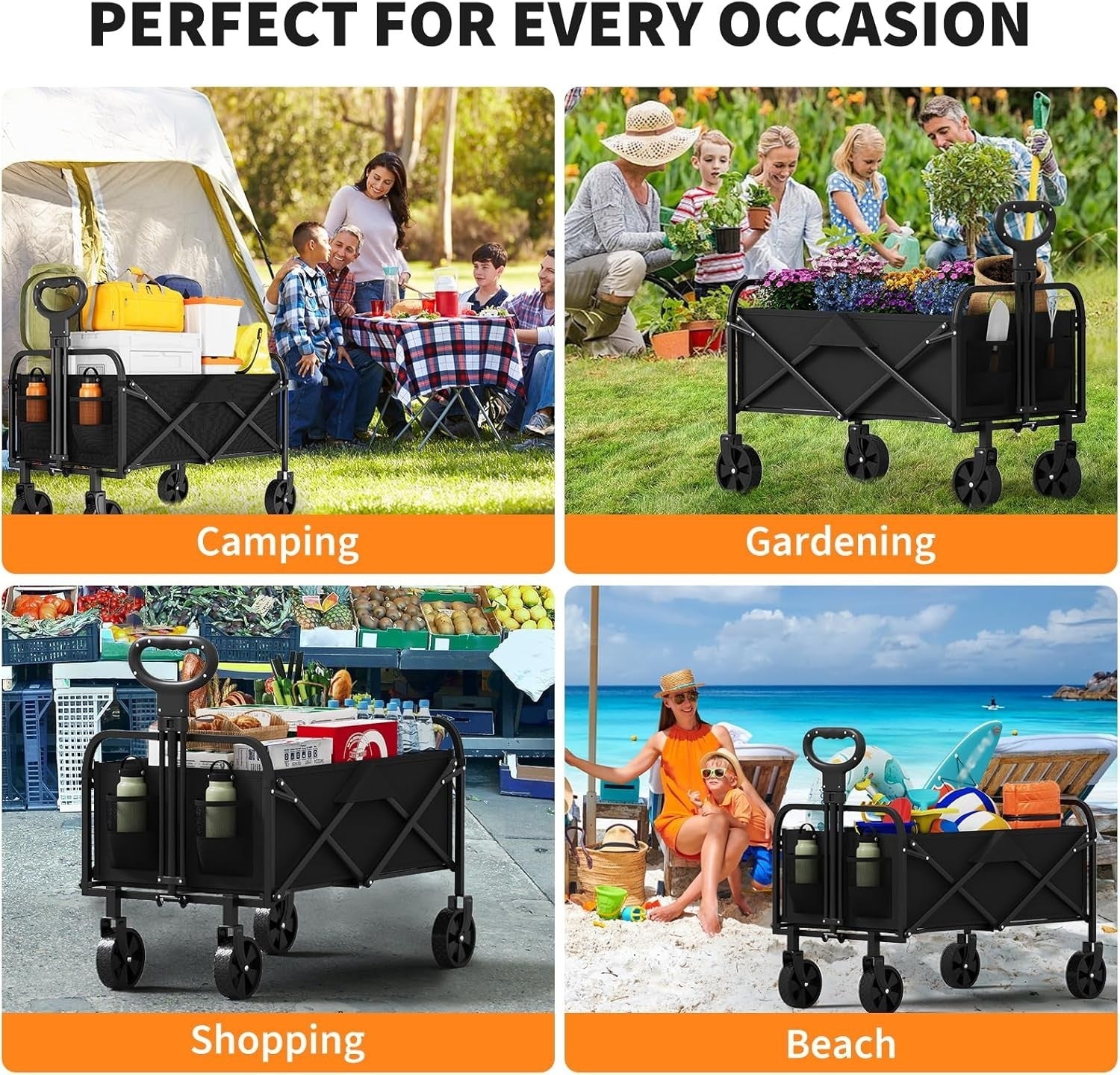 Heavy Duty Folding Wagon Trolley – Collapsible Cart for Shopping & Outdoor