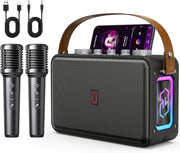 Bluetooth 5.3 Karaoke Machine 2 Wireless Mics Portable PA