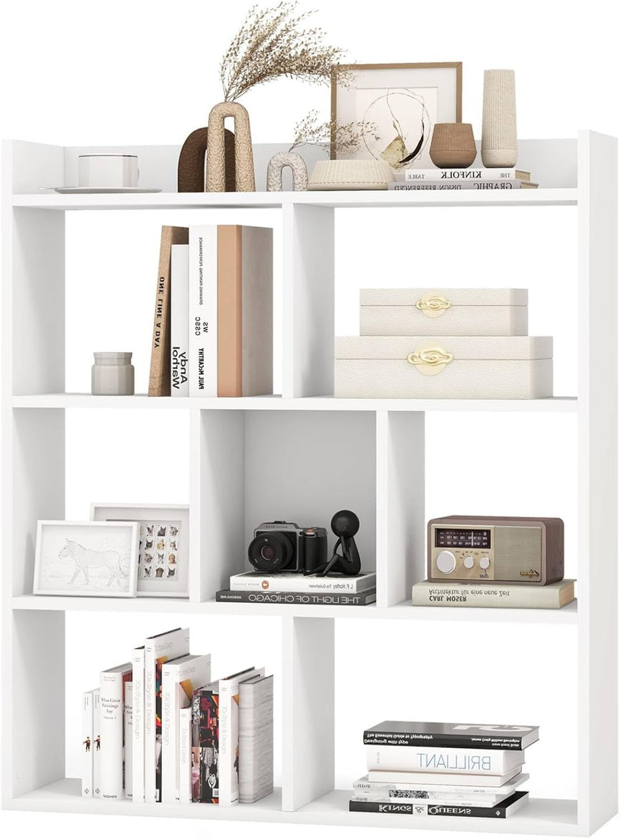White 7-Cube Bookcase Freestanding Storage Display Shelf with Anti-Topple Kit