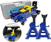 2 Ton Hydraulic Trolley Jack 3 Ton Axle Stands Heavy Duty Car Lift Kit 135–320mm