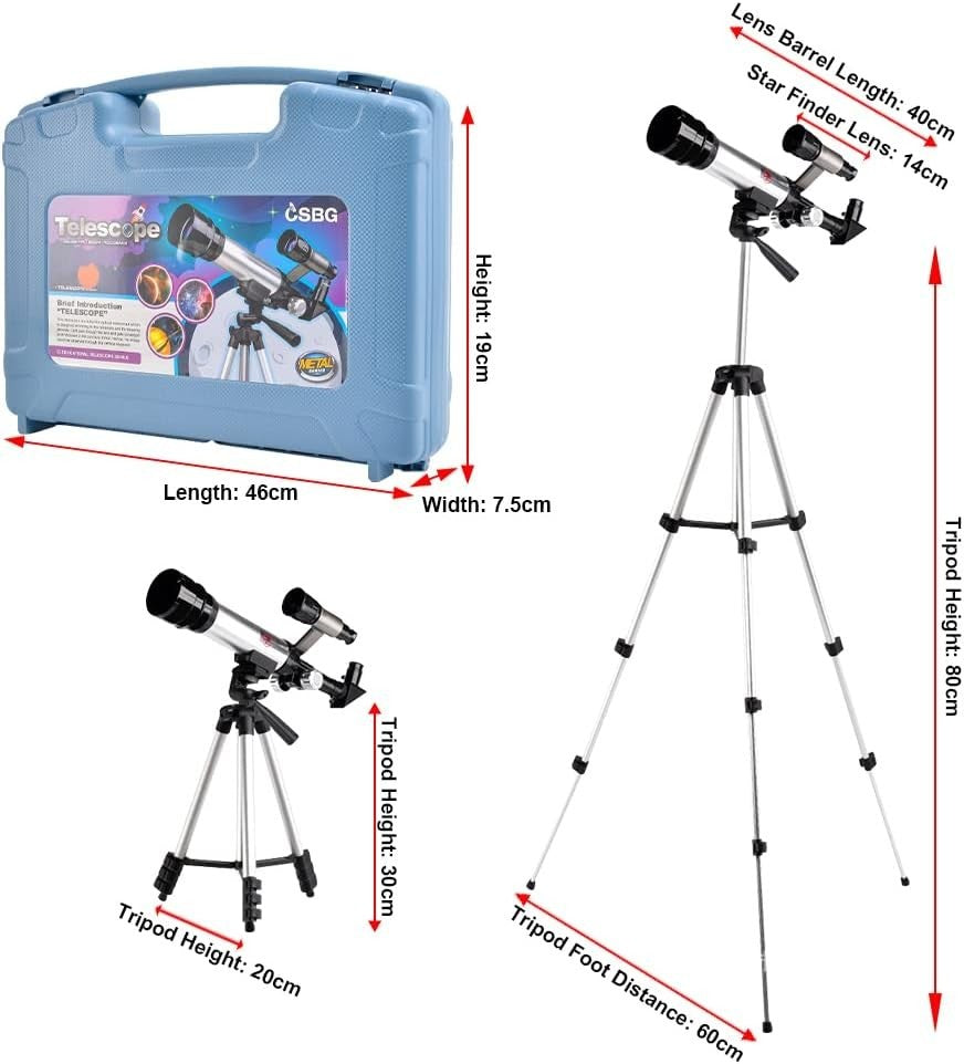 Kids 60mm Refractor Telescope High Magnification Tripod Beginner Science Kit