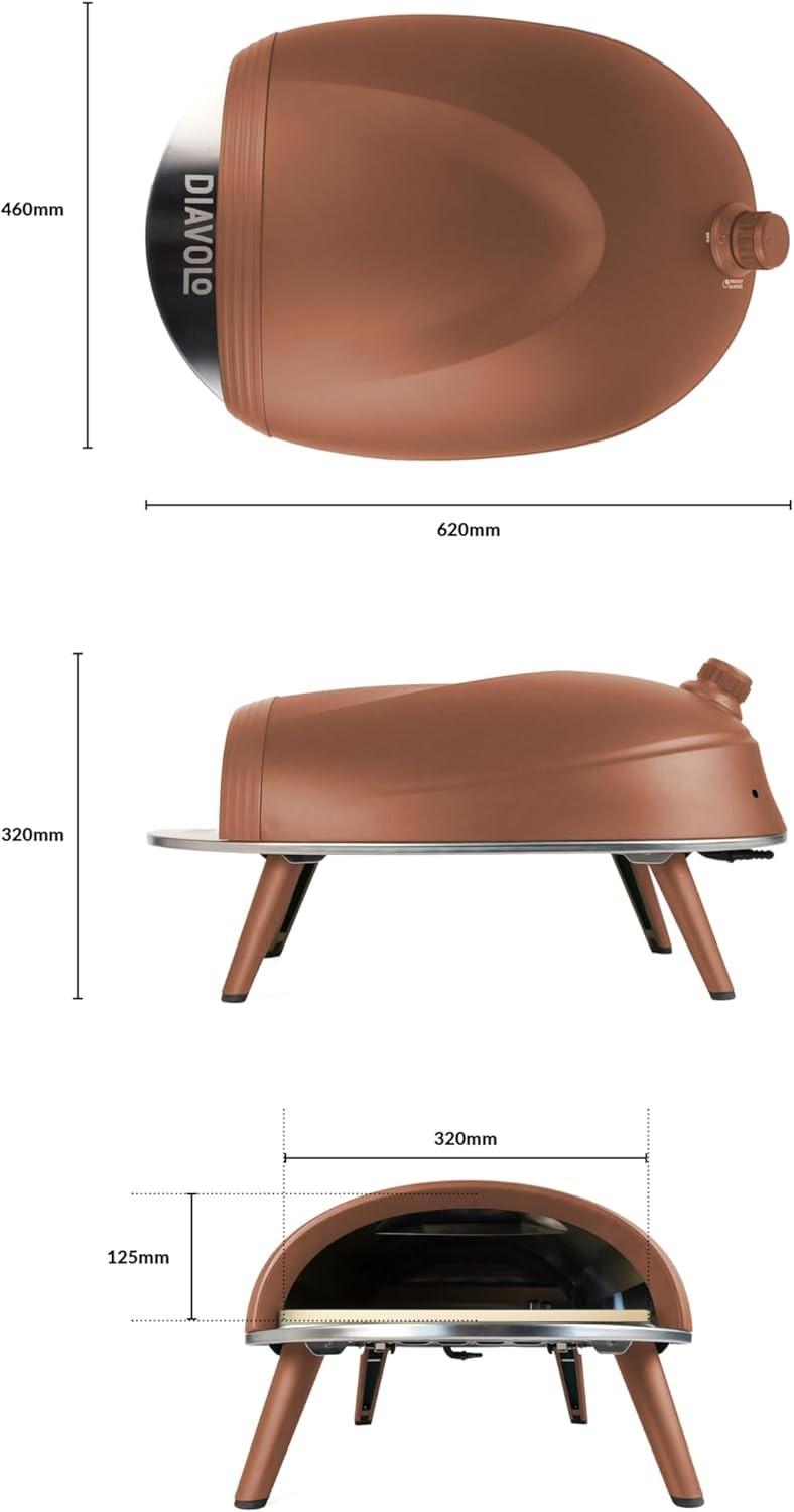 Gas Portable Pizza Oven with Peel & Bag | Outdoor BBQ Pizza Maker 500°C | Mocha