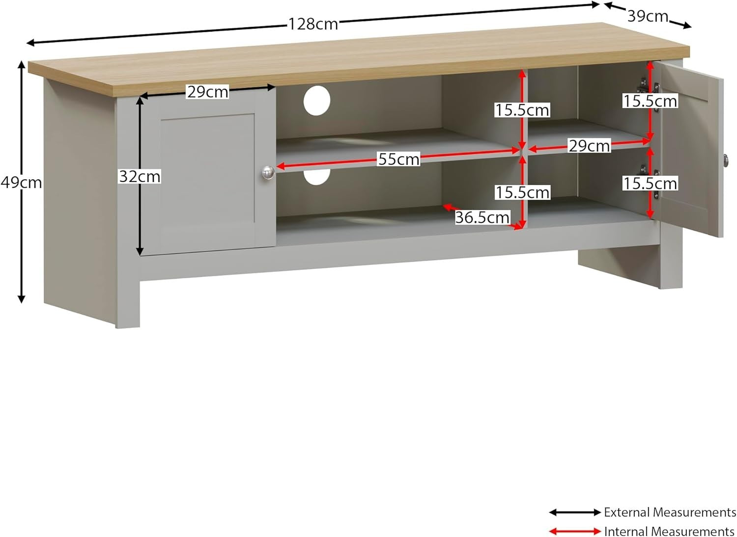 Modern Grey TV Unit Cabinet Stand | Storage Sideboard for Living Room