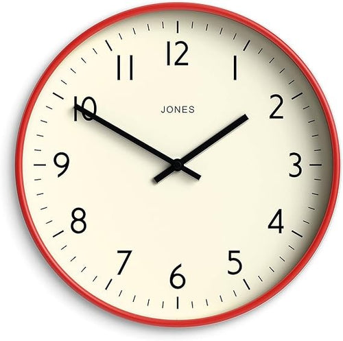30cm Red Wall Clock Modern Silent Quartz Easy-Read Numbers Home Office Decor