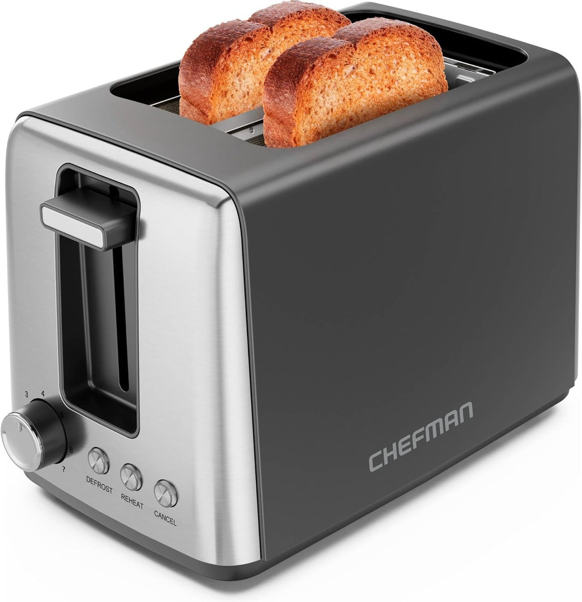 2-Slice Toaster, 7 Shade Settings, 3 Modes, Removable Crumb Tray, Black