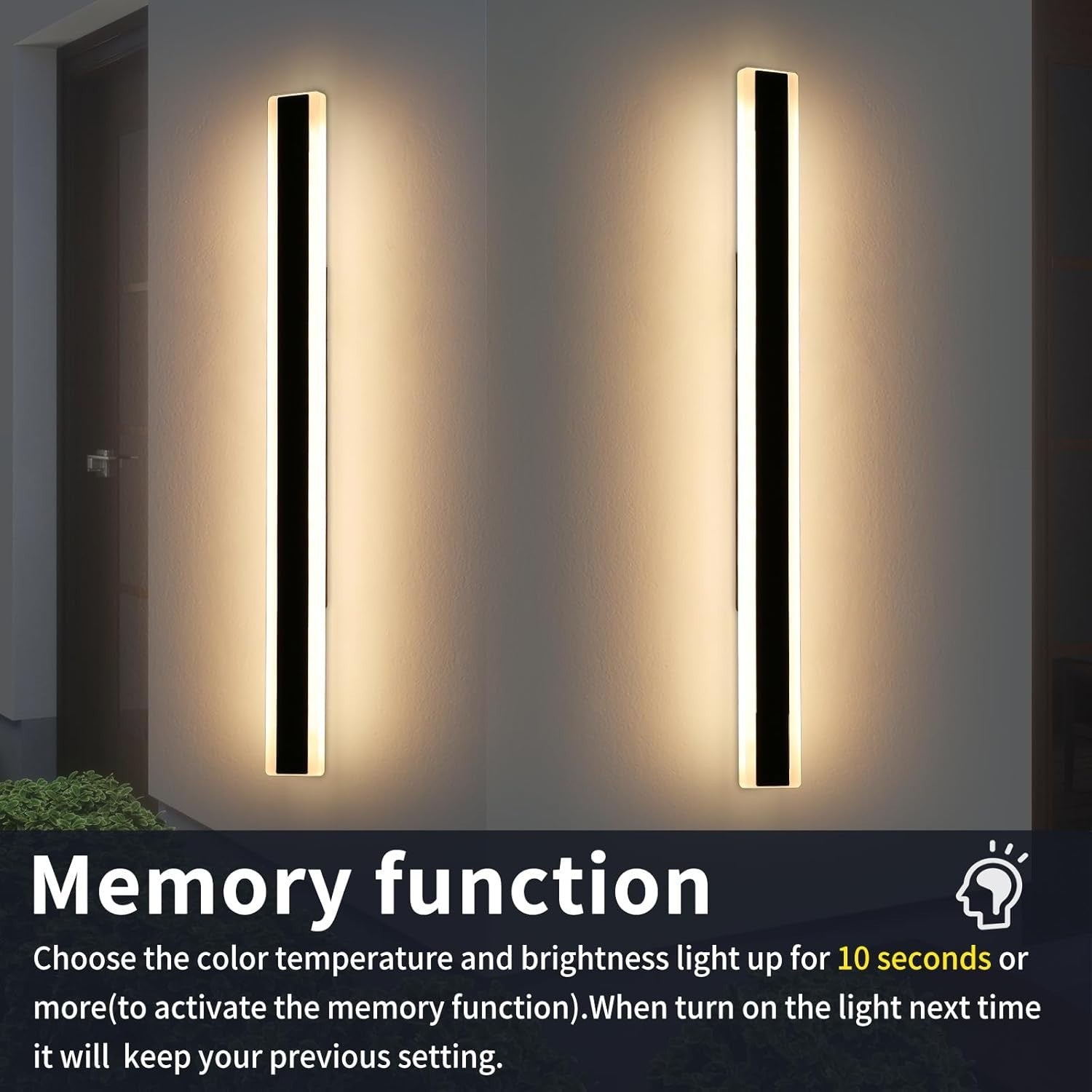 150cm Dimmable Outdoor LED Wall Light 3-Color Remote Control Modern Sconce